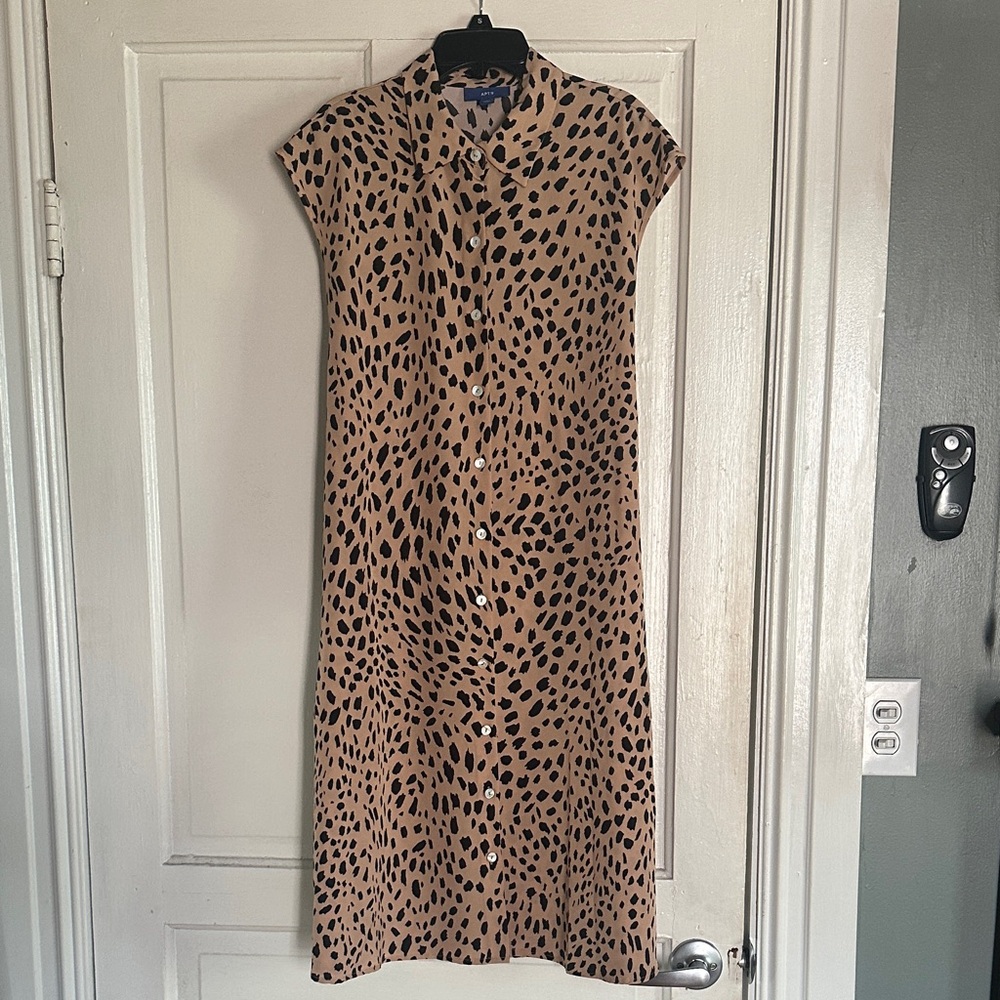 Apt. 9 Tan and Black Animal Print Midi Dress